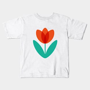 Red Tulip in White by Suzie London Kids T-Shirt